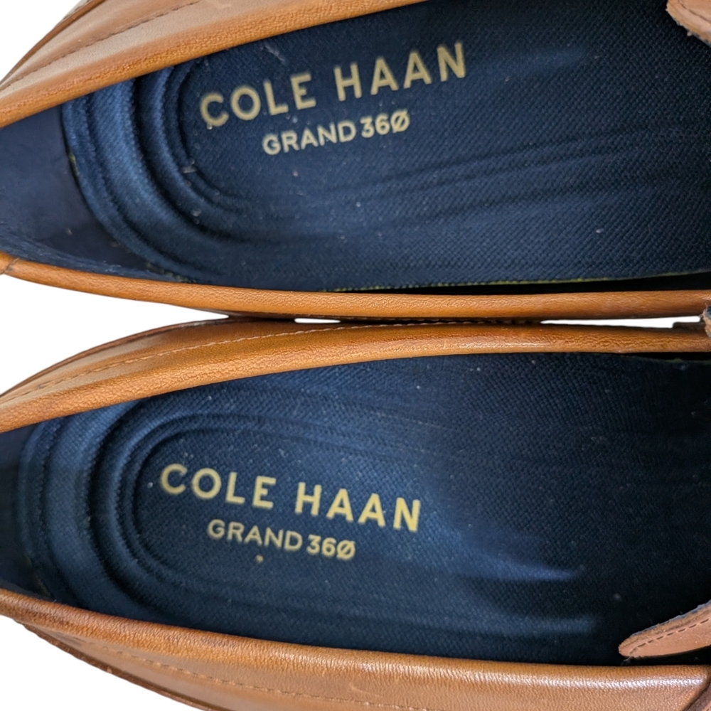 Cole Haan Men Carnegie British Tan Brown Leather Penny Loafers ... Size 9.5 - Picture 5 of 10